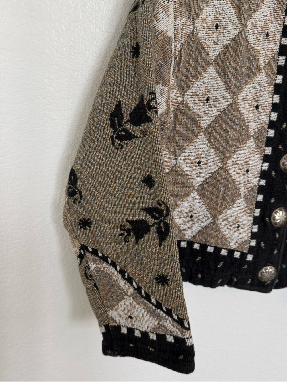 VTG Painted Pony Tapestry Jacket Southwestern Western Boho Concho Button Coat - Picture 3 of 7